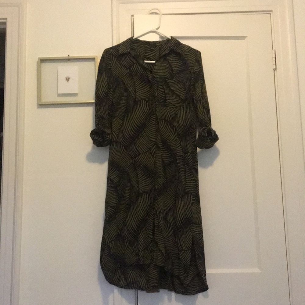 Tied button down shirt dress